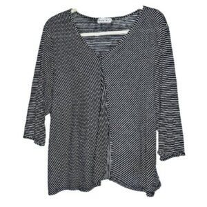 Habitat Linen Black‎ White Striped Oversized Lagenloock 3/4 Sleeve Drapey size L